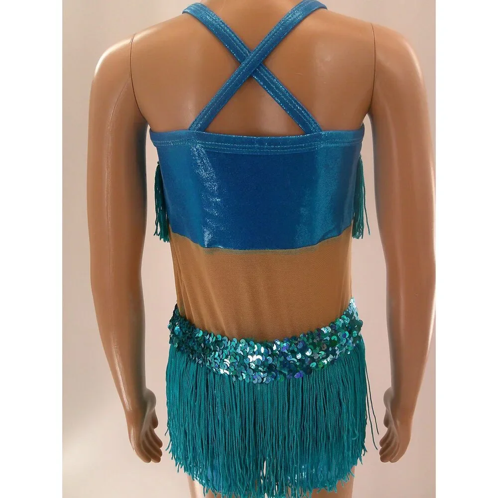 Pre-Owned Dance Costume Small Child Turquoise A Wish Come True 12719 Jazz Tap M